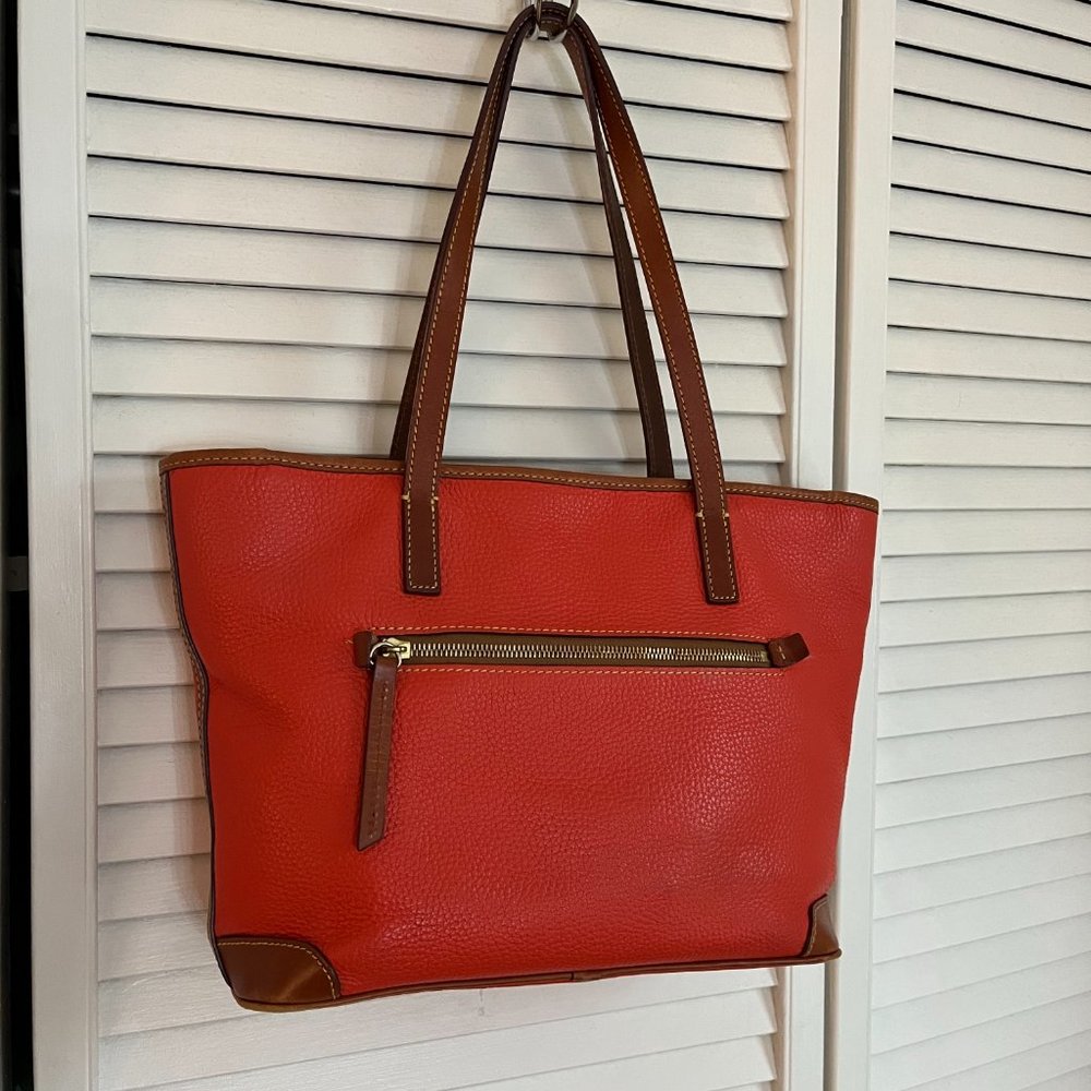 Dooney Bourke Orange Charleston Pebble Grain Leather Tote - Picture 2 of 6